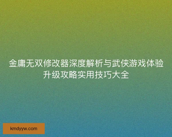 金庸无双修改器深度解析与武侠游戏体验升级攻略实用技巧大全